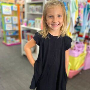 Bamboo Tulip Pocket Dress in Midnight   S 5-6 Yr